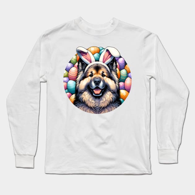 Eurasier Enjoys Easter Festivities with Bunny Ears Long Sleeve T-Shirt by ArtRUs